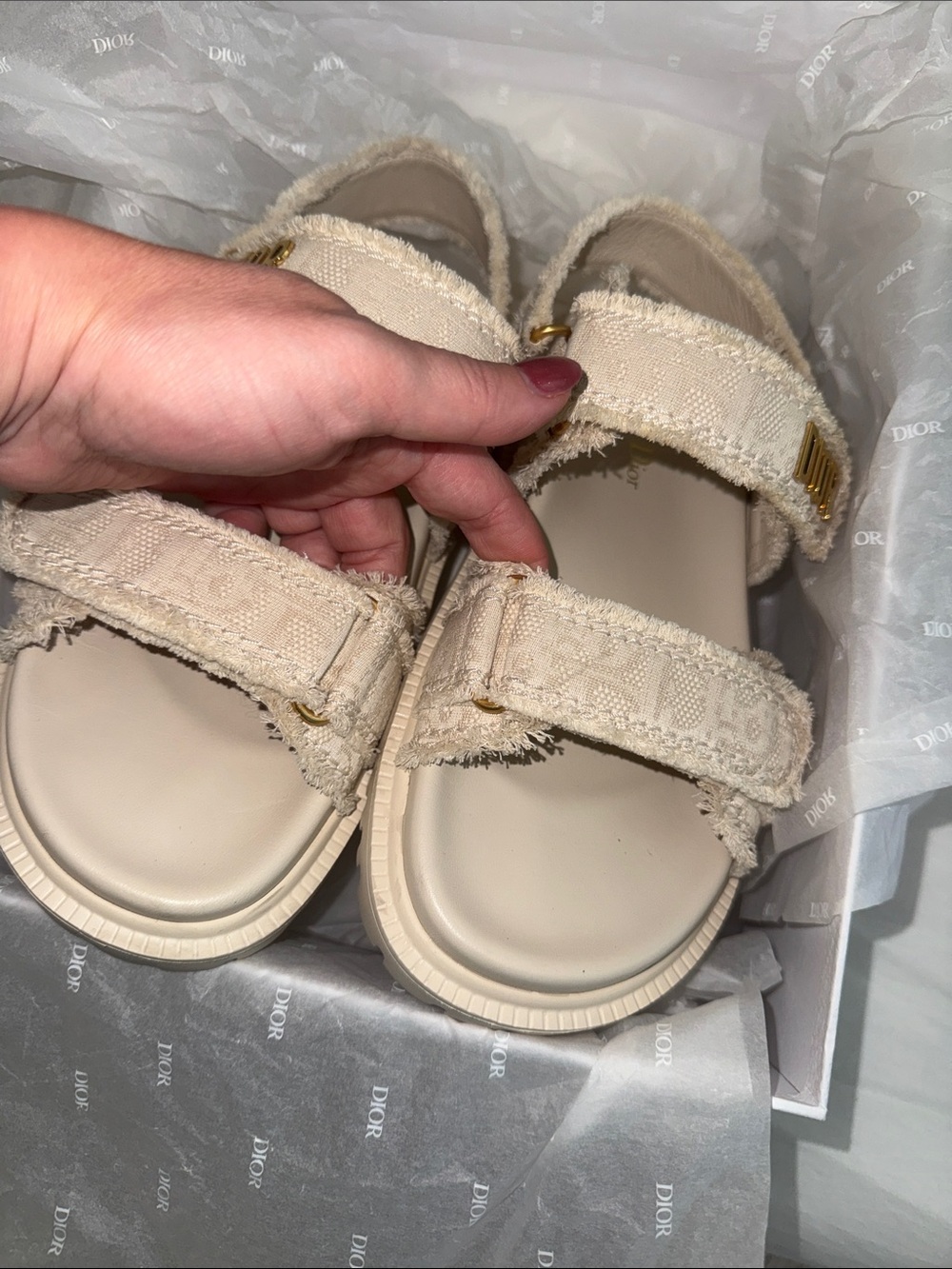Dior Beige Textured Sandals - Picture 15 of 15